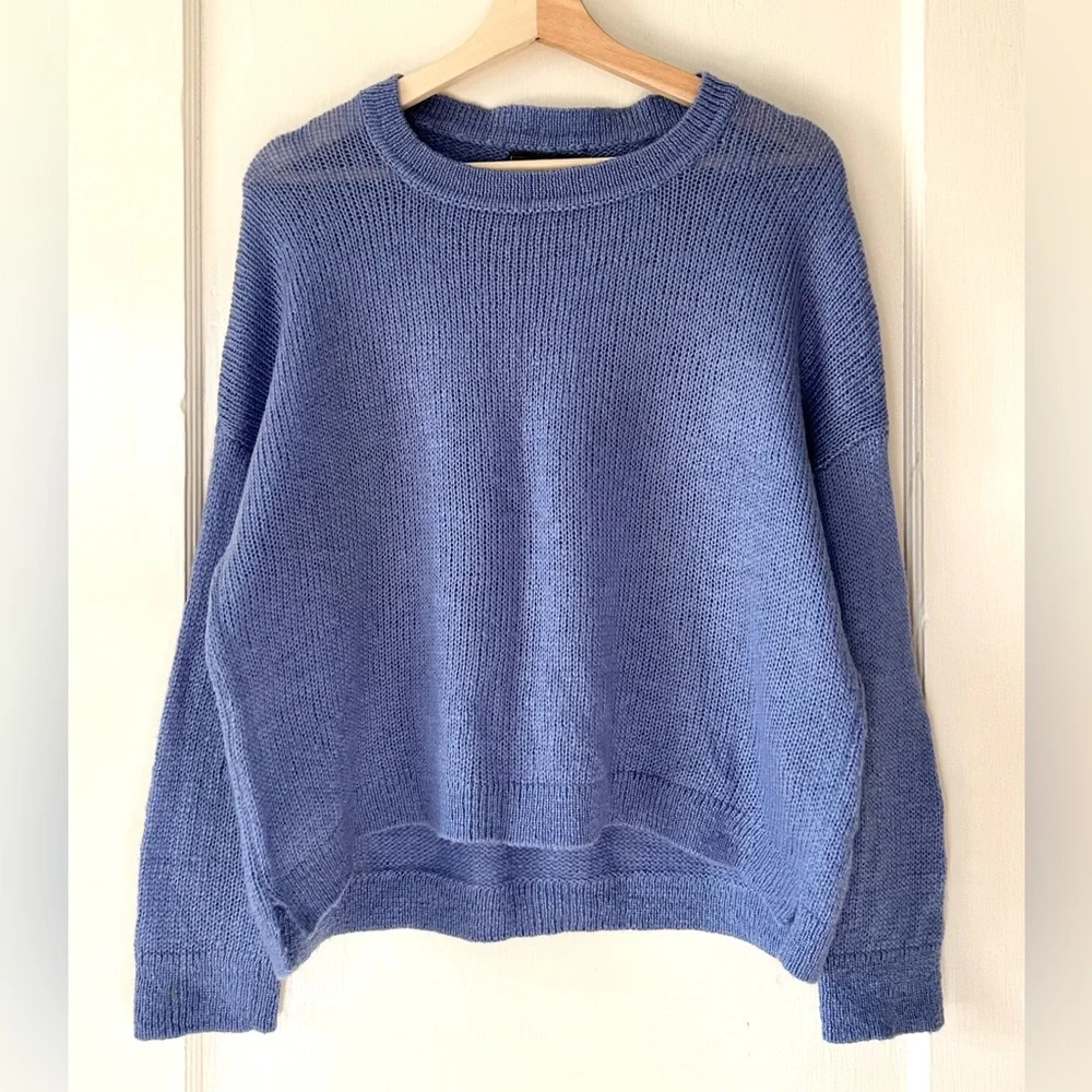 Wooden Ships Marina Slouchy Crew Knit Sweater‎ Blue Gentian XS/S